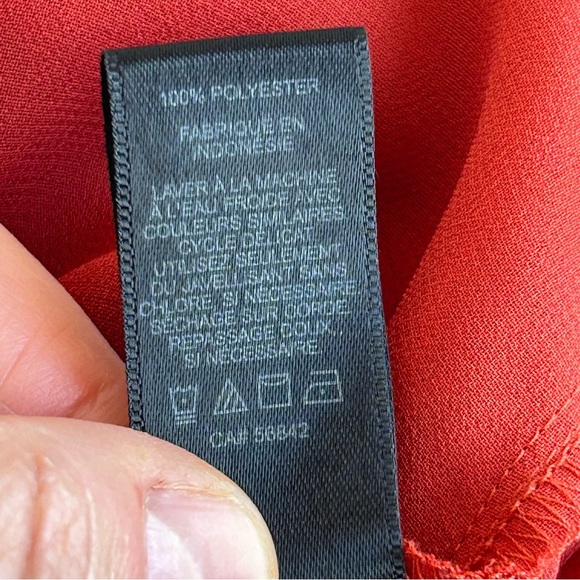 Express Rust Sheer Balloon Puff Sleeve Dress Work Shirt Blouse Top - Picture 11 of 13